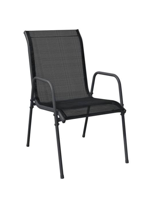 7dílný zahradní jídelní set černý ocel a textilen