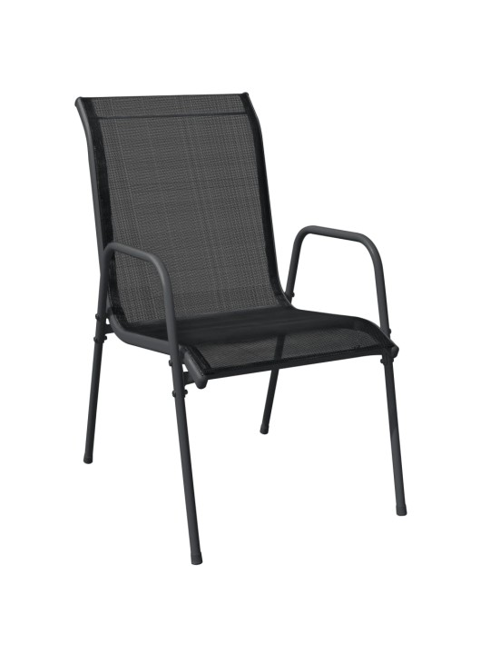 9dílný zahradní jídelní set černý ocel a textilen