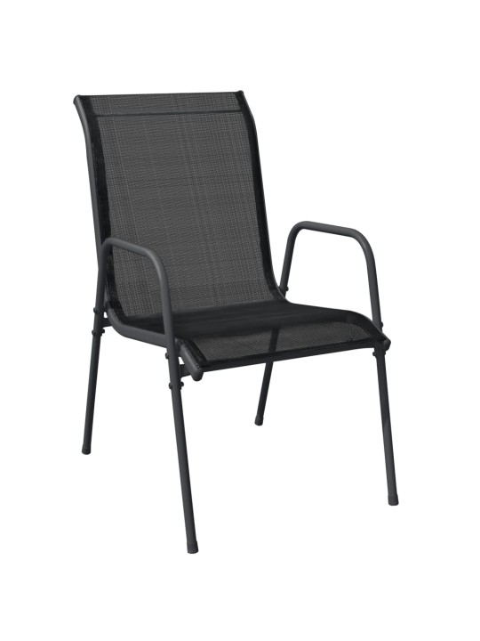 3dílný zahradní jídelní set černý ocel a textilen