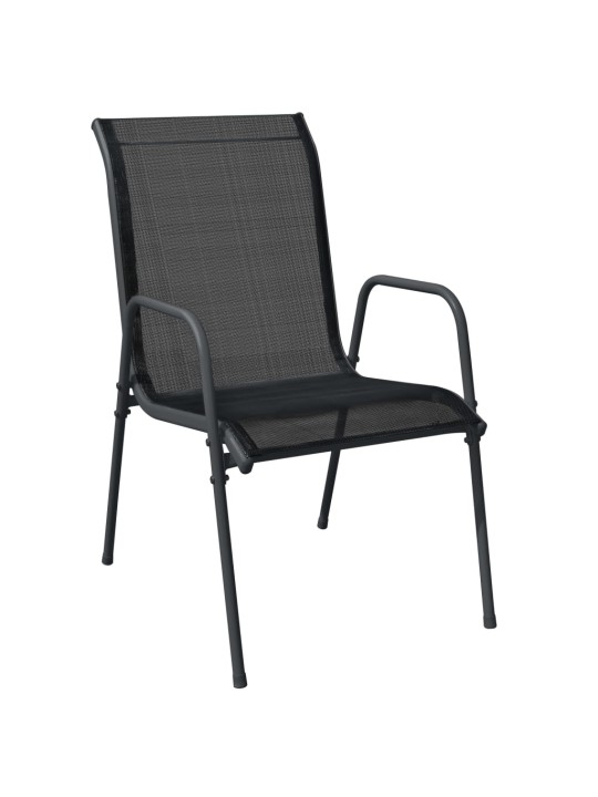 7dílný zahradní jídelní set černý ocel a textilen