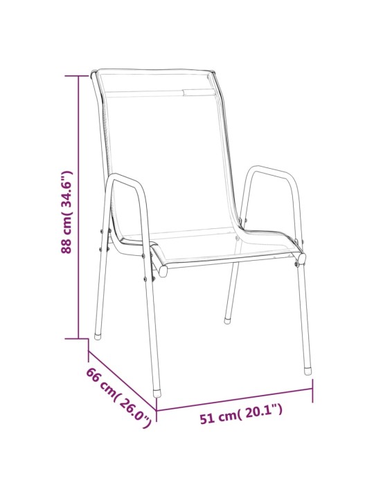 7dílný zahradní jídelní set černý ocel a textilen