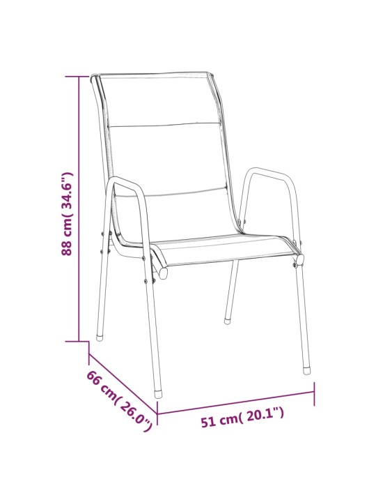 7dílný zahradní jídelní set černý ocel a textilen