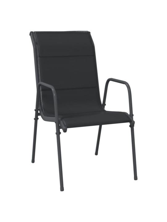 9dílný zahradní jídelní set černý ocel a textilen