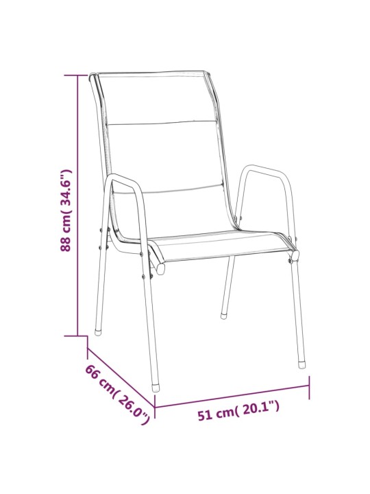 7dílný zahradní jídelní set černý ocel a textilen