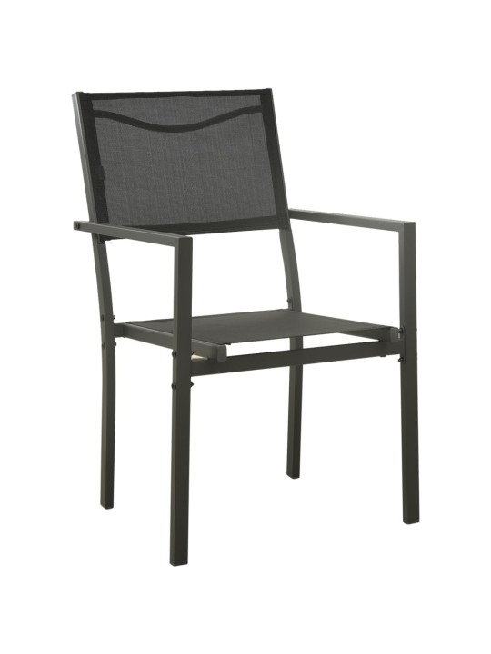 3dílný zahradní jídelní set černý ocel a textilen