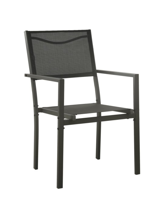 7dílný zahradní jídelní set černý ocel a textilen