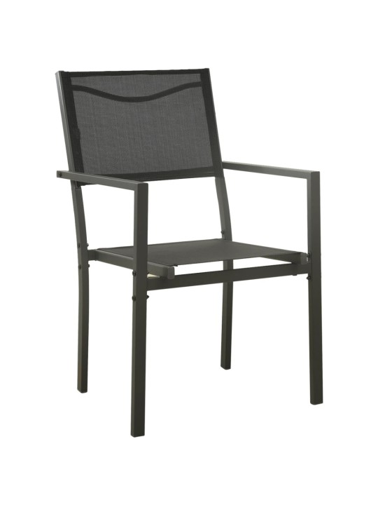 9dílný zahradní jídelní set černý ocel a textilen