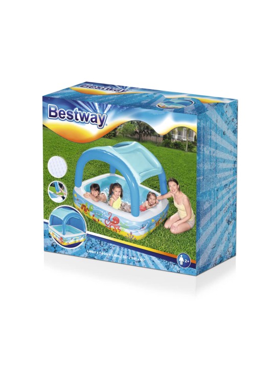 Bestway Dětský bazének se stříškou modrý 140 x 140 x 114 cm 52192