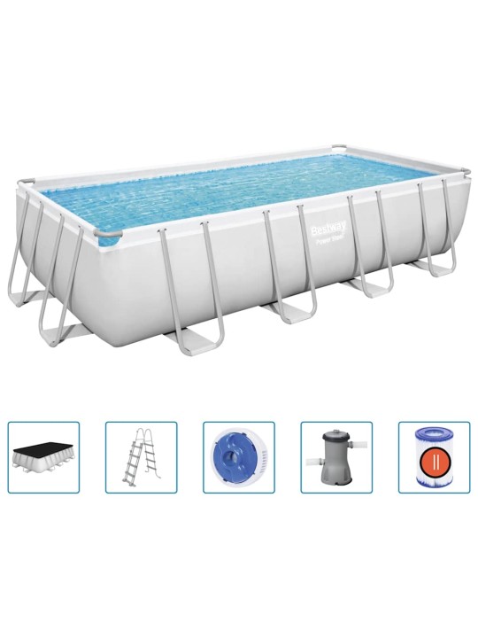 Bestway bazénový set power steel obdélníkový 488 x 244 x 122 cm