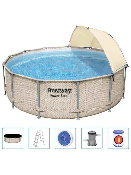 Bestway bazén power steel s příslušenstvím a stříškou 396 x 107 cm