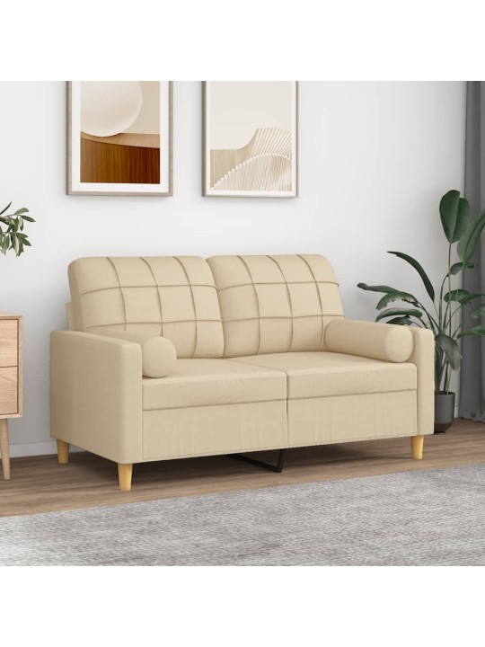 2místná pohovka s polštáři krémová 120 cm textil