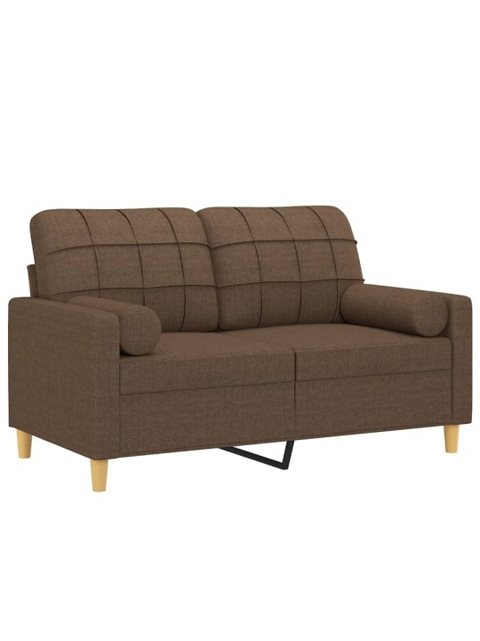 2místná pohovka s polštáři hnědá 120 cm textil
