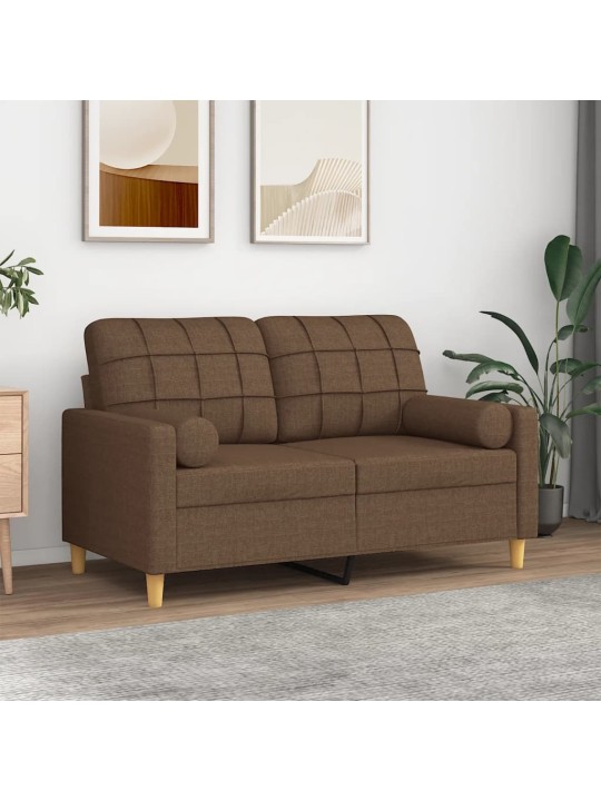 2místná pohovka s polštáři hnědá 120 cm textil