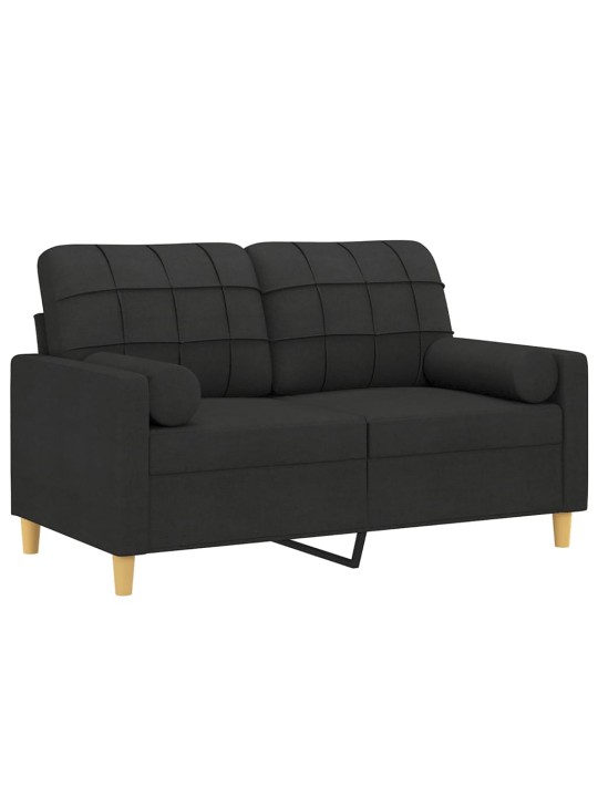 2místná pohovka s polštáři černá 120 cm textil