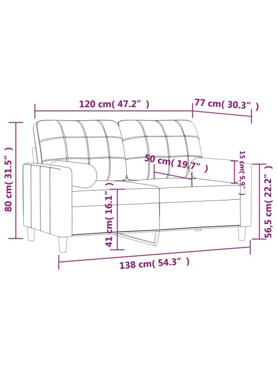 2místná pohovka s polštáři taupe 120 cm textil