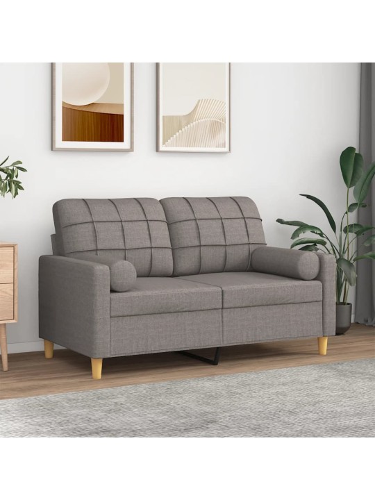 2místná pohovka s polštáři taupe 120 cm textil