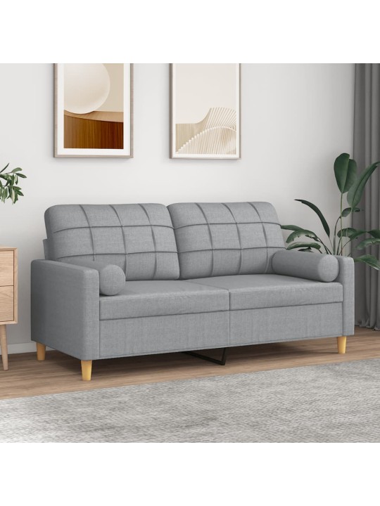 2místná pohovka s polštáři světle šedá 140 cm textil