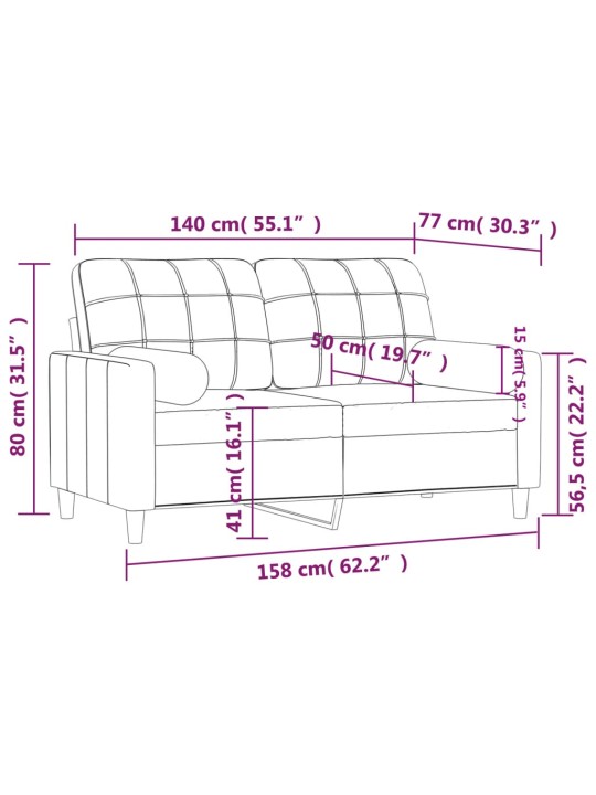 2místná pohovka s polštáři tmavě šedá 140 cm textil