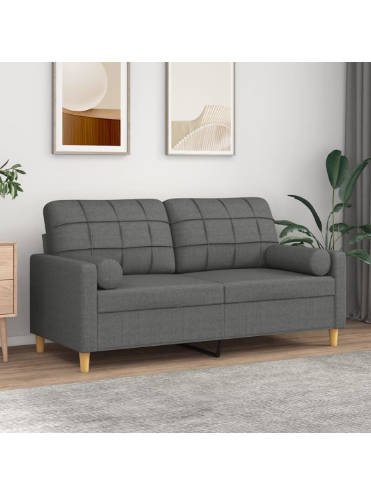 2místná pohovka s polštáři tmavě šedá 140 cm textil