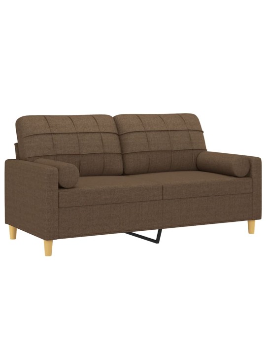 2místná pohovka s polštáři hnědá 140 cm textil