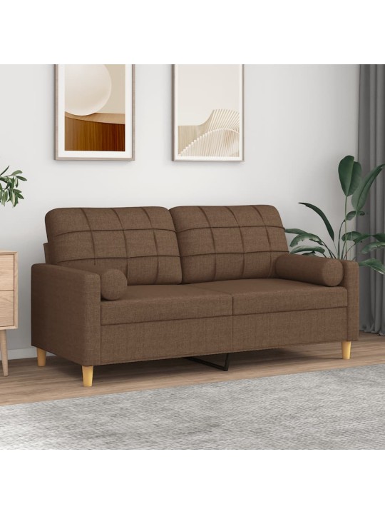 2místná pohovka s polštáři hnědá 140 cm textil