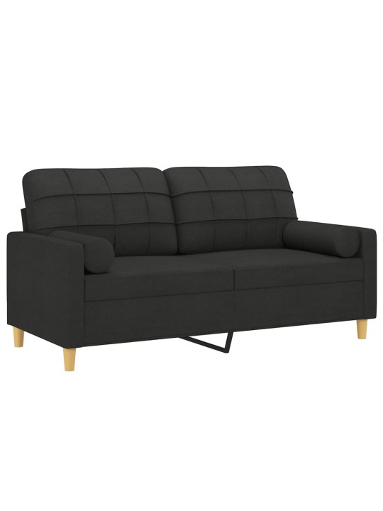 2místná pohovka s polštáři černá 140 cm textil