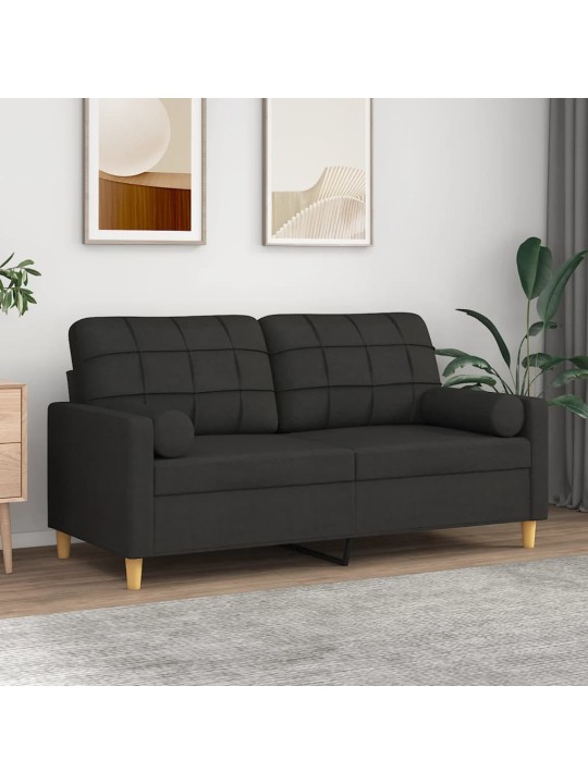 2místná pohovka s polštáři černá 140 cm textil