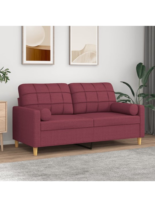 2místná pohovka s polštáři vínová 140 cm textil