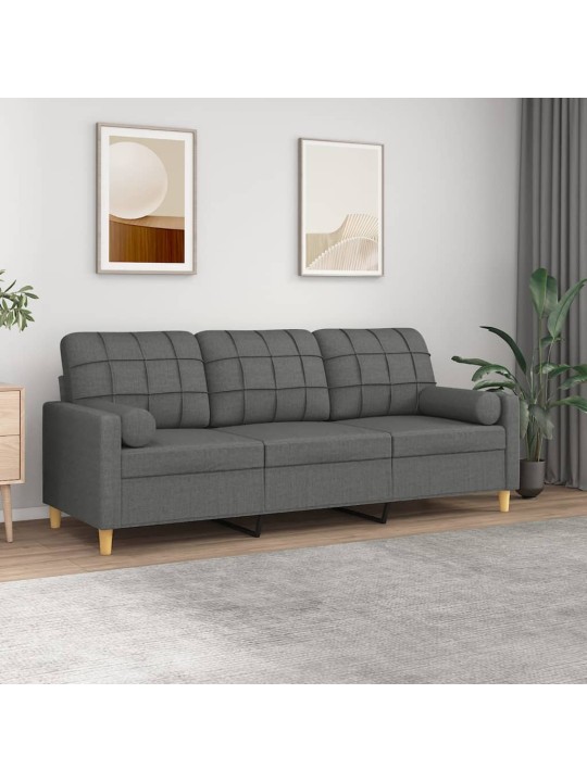 3místná pohovka s polštáři tmavě šedá 180 cm textil