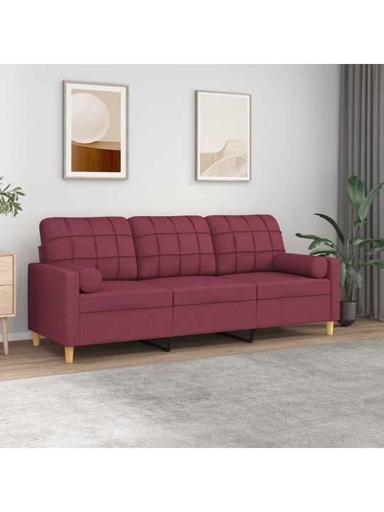3místná pohovka s polštáři vínová 180 cm textil
