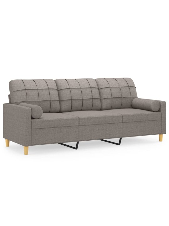 3místná pohovka s polštáři taupe 180 cm textil