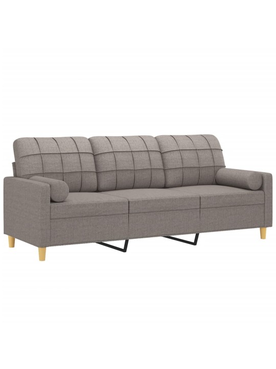 3místná pohovka s polštáři taupe 180 cm textil