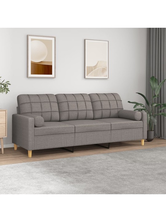 3místná pohovka s polštáři taupe 180 cm textil