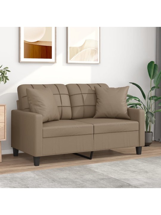 2místná pohovka s polštáři cappuccino 120 cm umělá kůže