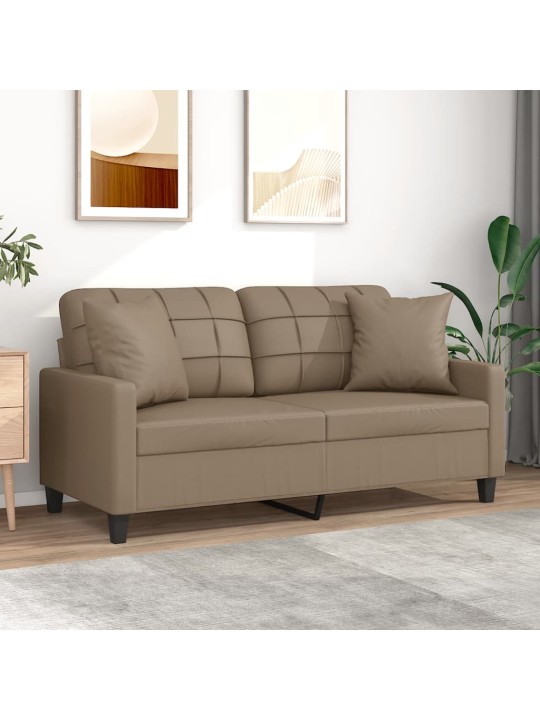2místná pohovka s polštáři cappuccino 140 cm umělá kůže