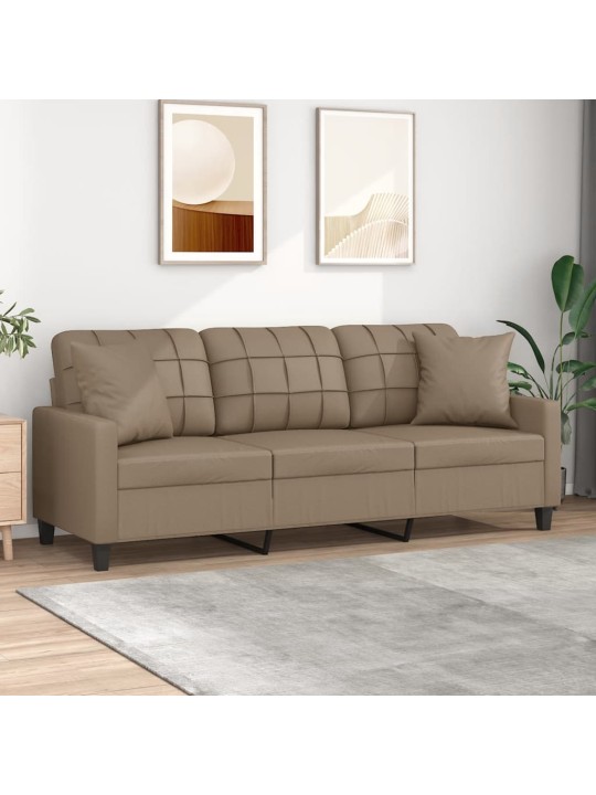 3místná pohovka s polštáři cappuccino 180 cm umělá kůže
