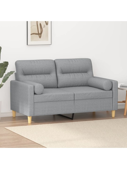 2místná pohovka s polštáři světle šedá 120 cm textil