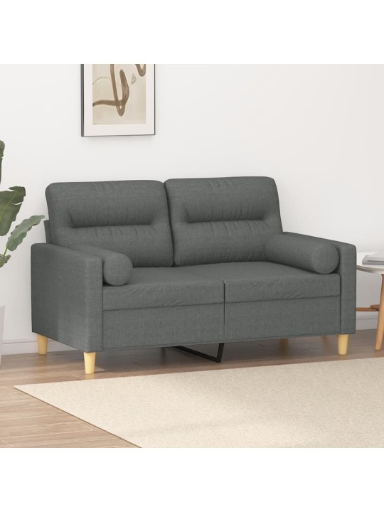 2místná pohovka s polštáři tmavě šedá 120 cm textil