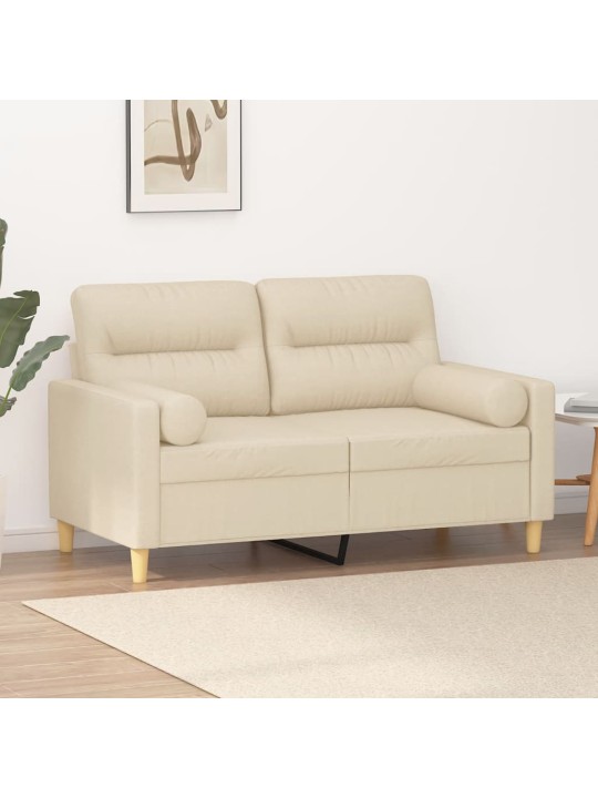 2místná pohovka s polštáři krémová 120 cm textil
