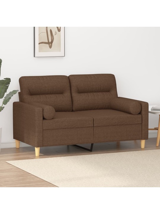 2místná pohovka s polštáři hnědá 120 cm textil