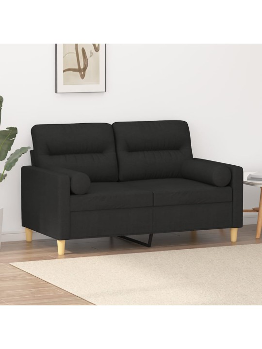 2místná pohovka s polštáři černá 120 cm textil