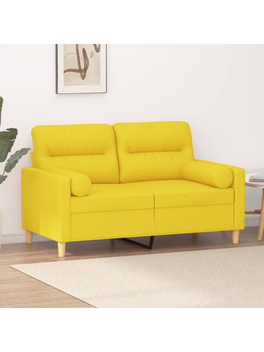 2místná pohovka s polštáři světle žlutá 120 cm textil