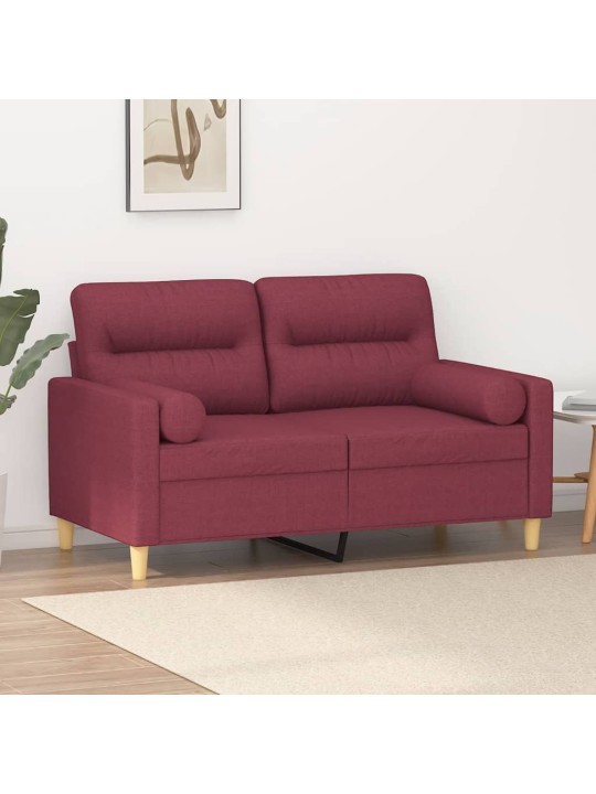 2místná pohovka s polštáři vínová 120 cm textil