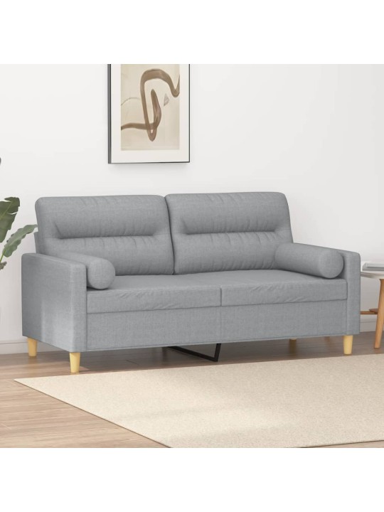2místná pohovka s polštáři světle šedá 140 cm textil
