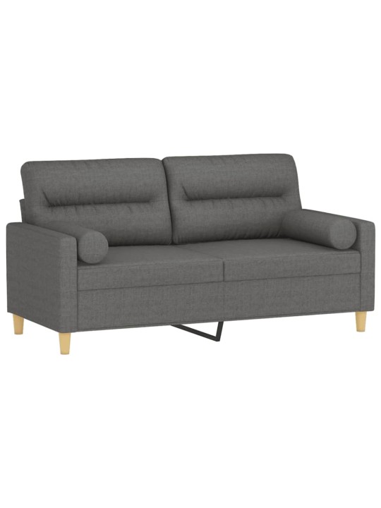 2místná pohovka s polštáři tmavě šedá 140 cm textil