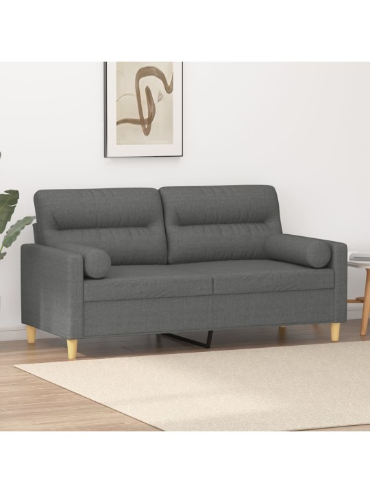 2místná pohovka s polštáři tmavě šedá 140 cm textil