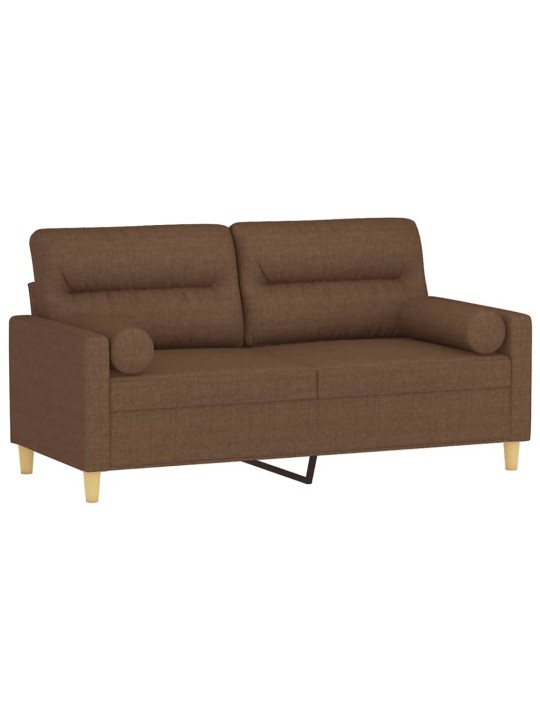 2místná pohovka s polštáři hnědá 140 cm textil