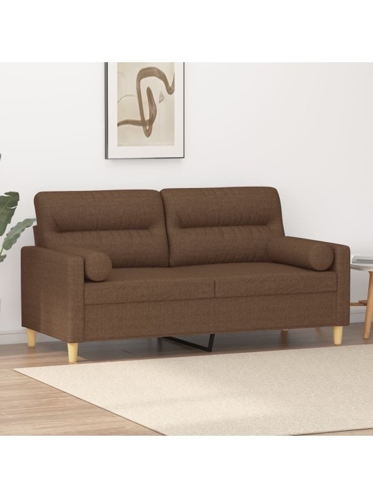 2místná pohovka s polštáři hnědá 140 cm textil