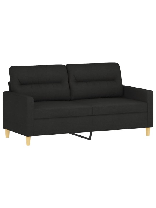 2místná pohovka s polštáři černá 140 cm textil