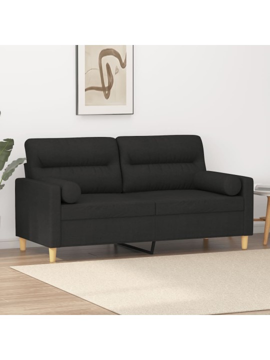 2místná pohovka s polštáři černá 140 cm textil